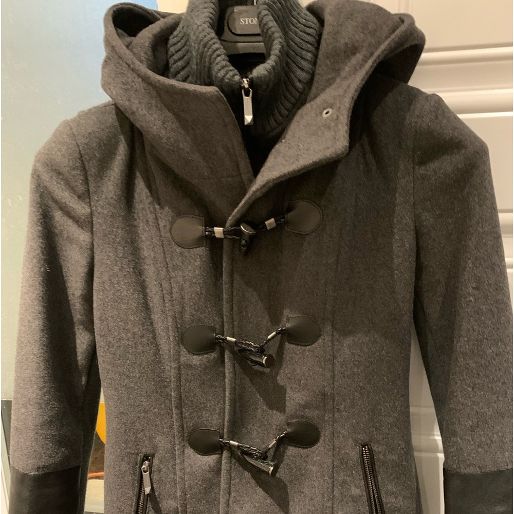 BCBG MAXAZARIA wool with leather , XS, like New